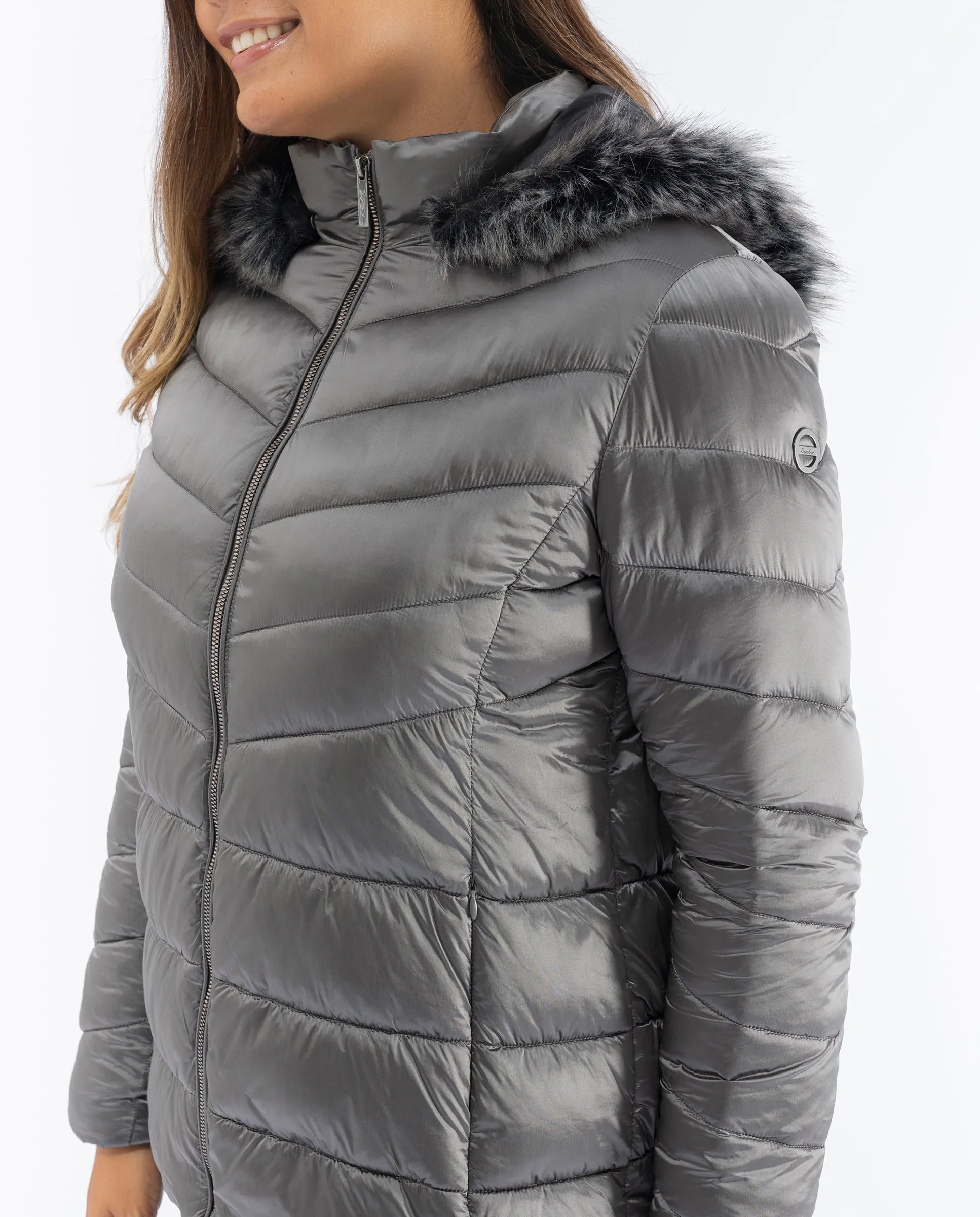 PARKA CAPUCHA PELO GRIS