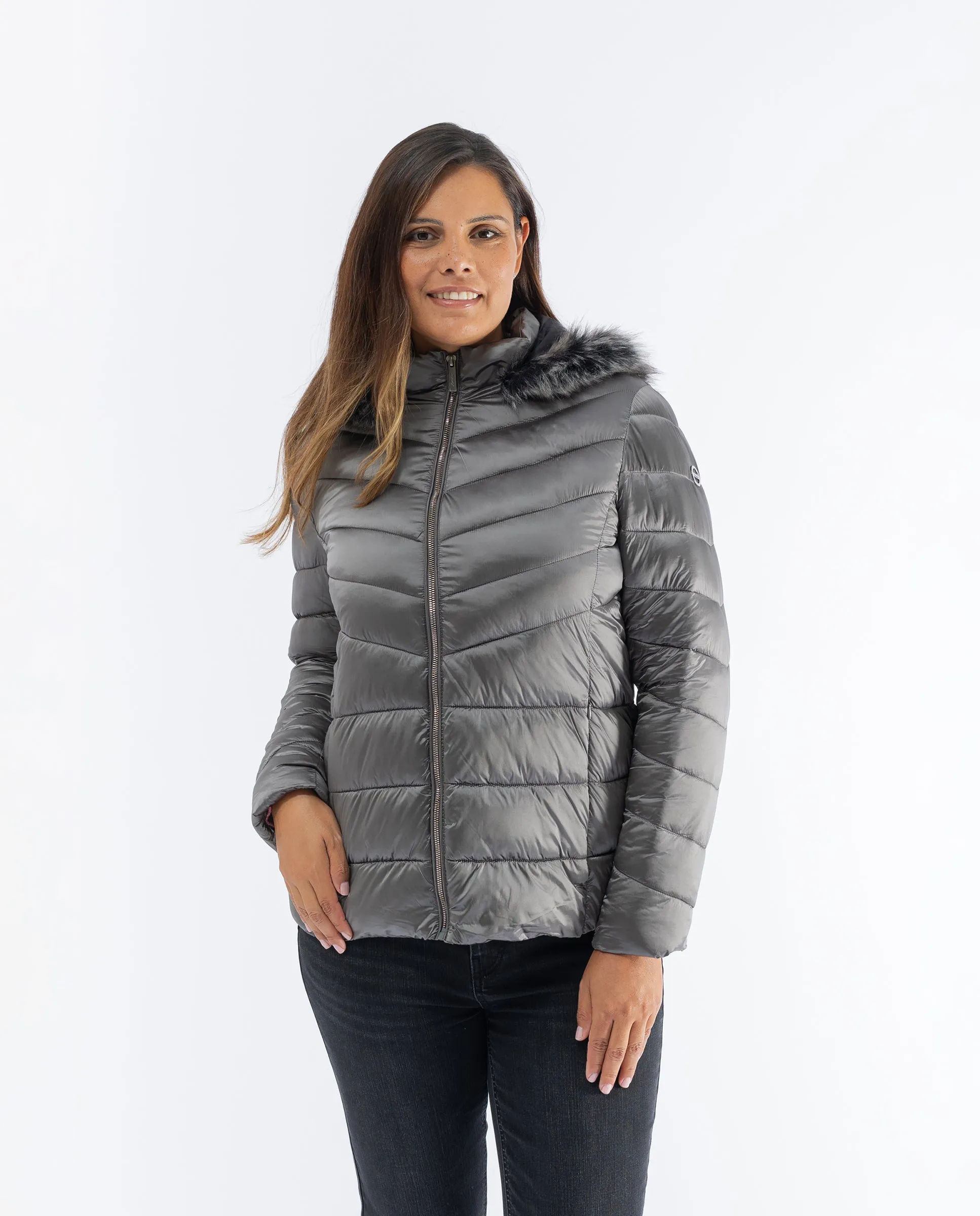 PARKA CAPUCHA PELO GRIS