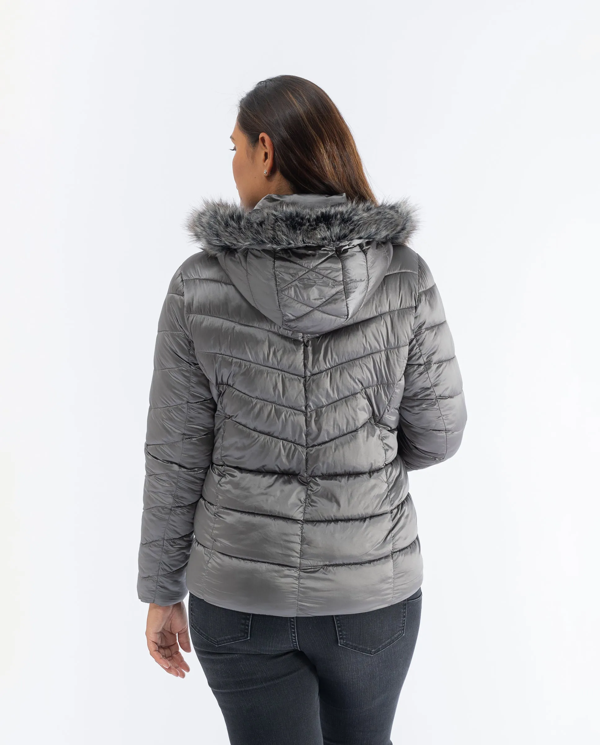 PARKA CAPUCHA PELO GRIS