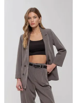 Pilar Pinstripe Notched Collar Blazer