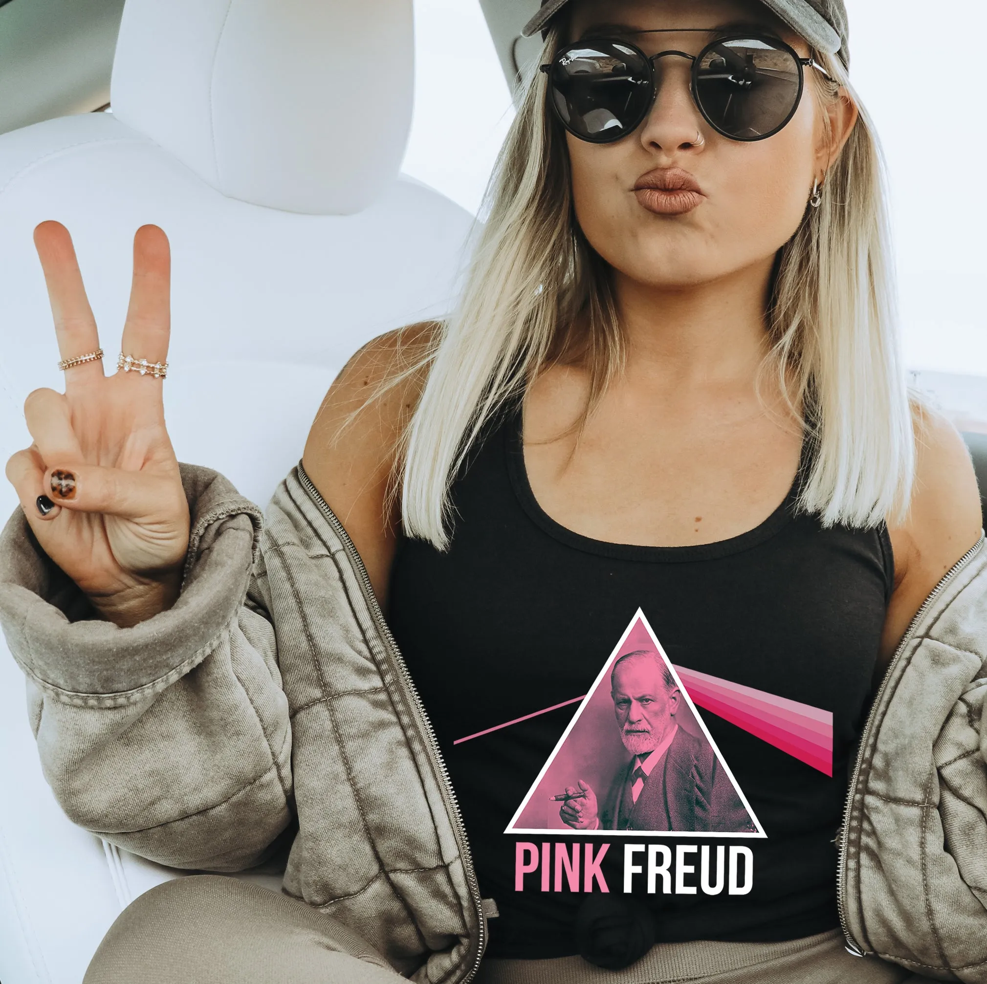 Pink Freud School Psychologist Counselor Shirt | Psychology Gift  | Women's Slim-fit Racerback Tank Top
