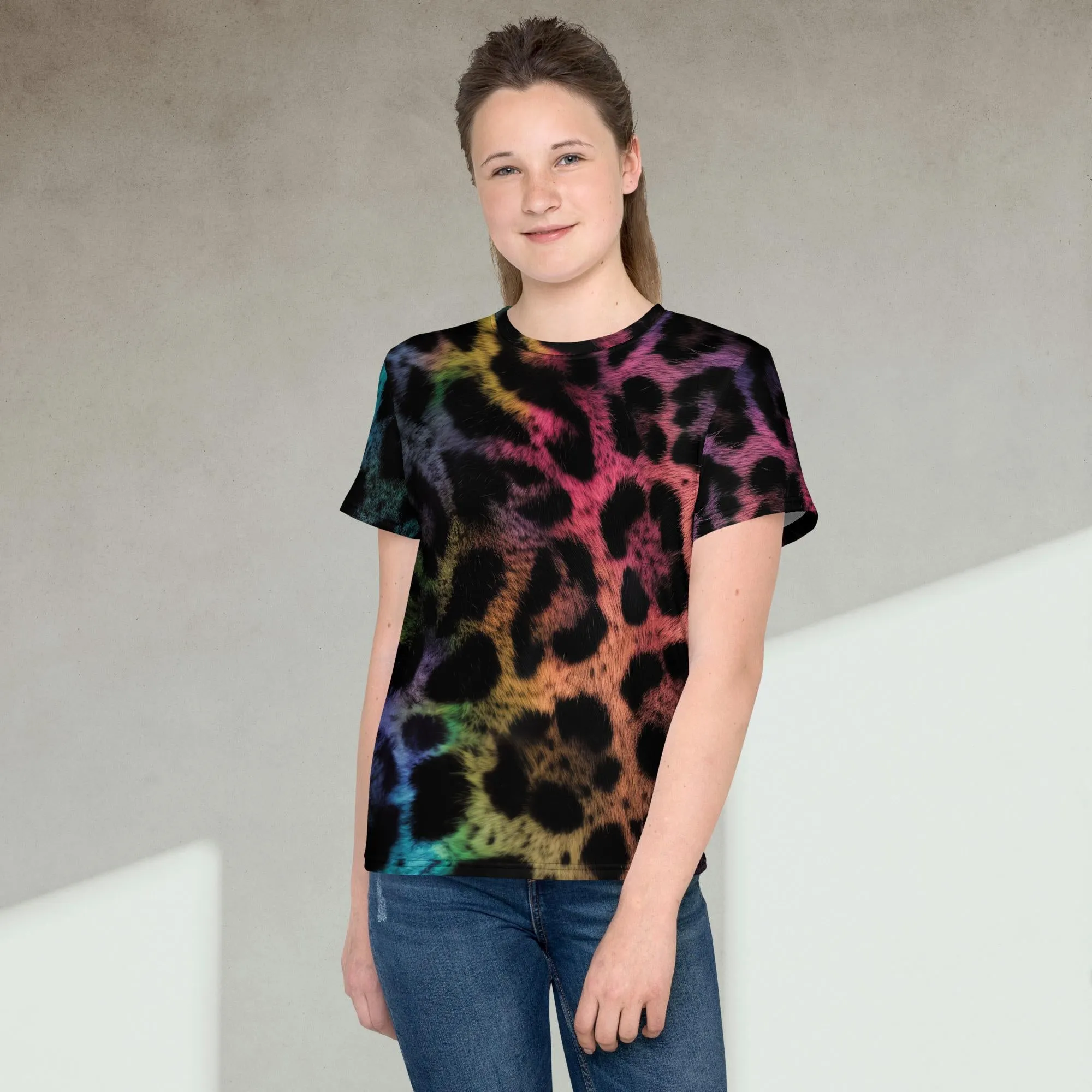Rainbow Jaguar Youth crew neck t-shirt