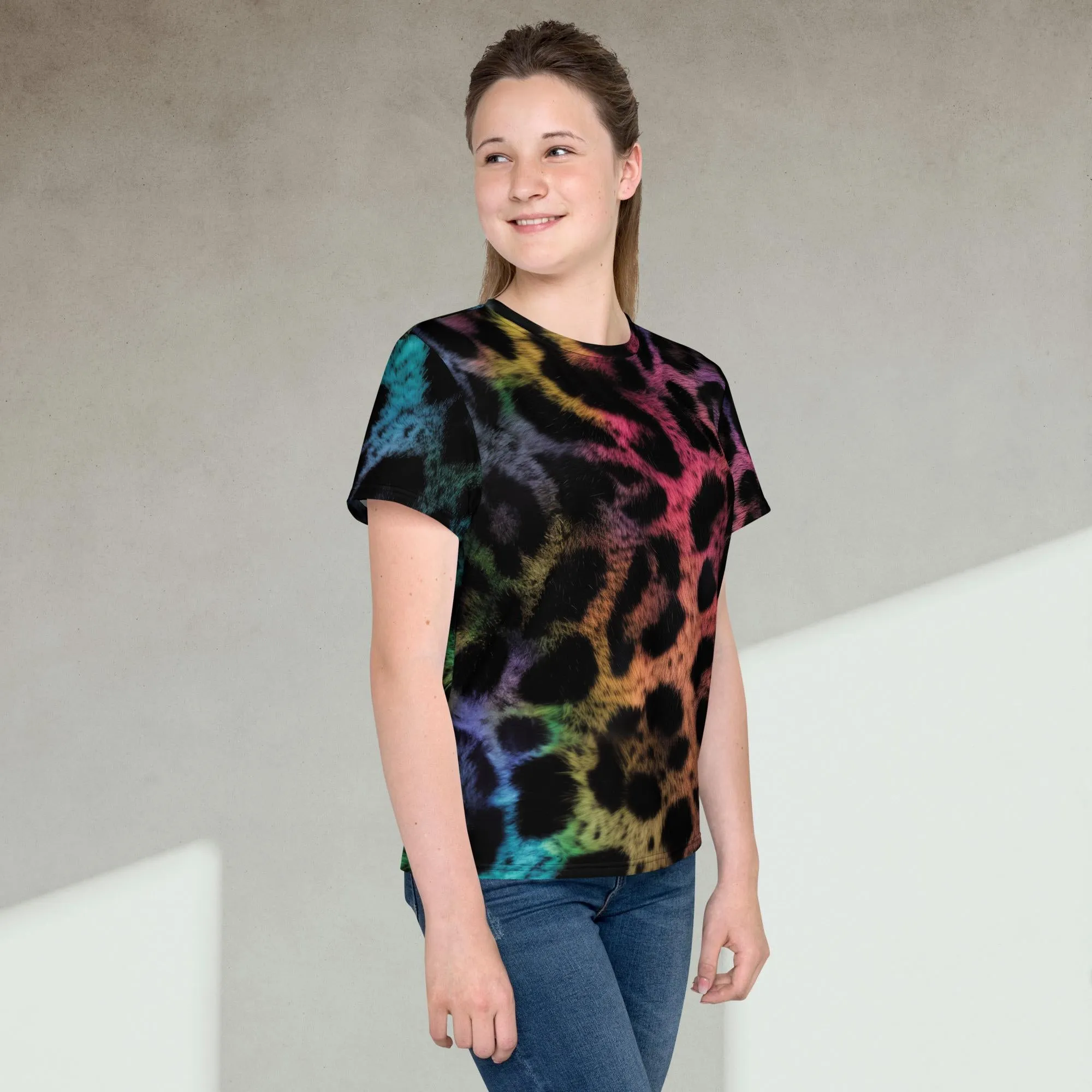 Rainbow Jaguar Youth crew neck t-shirt