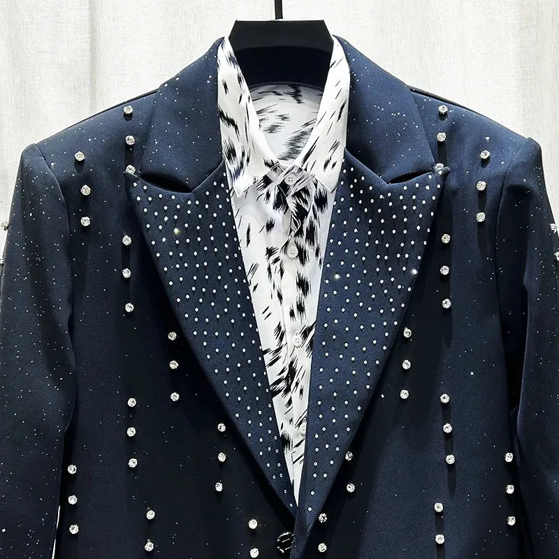 Rhinestones Beaded Black Blazer