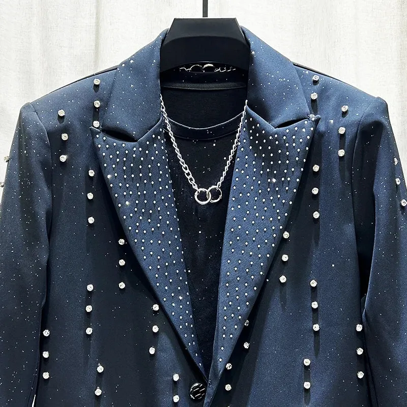 Rhinestones Beaded Black Blazer
