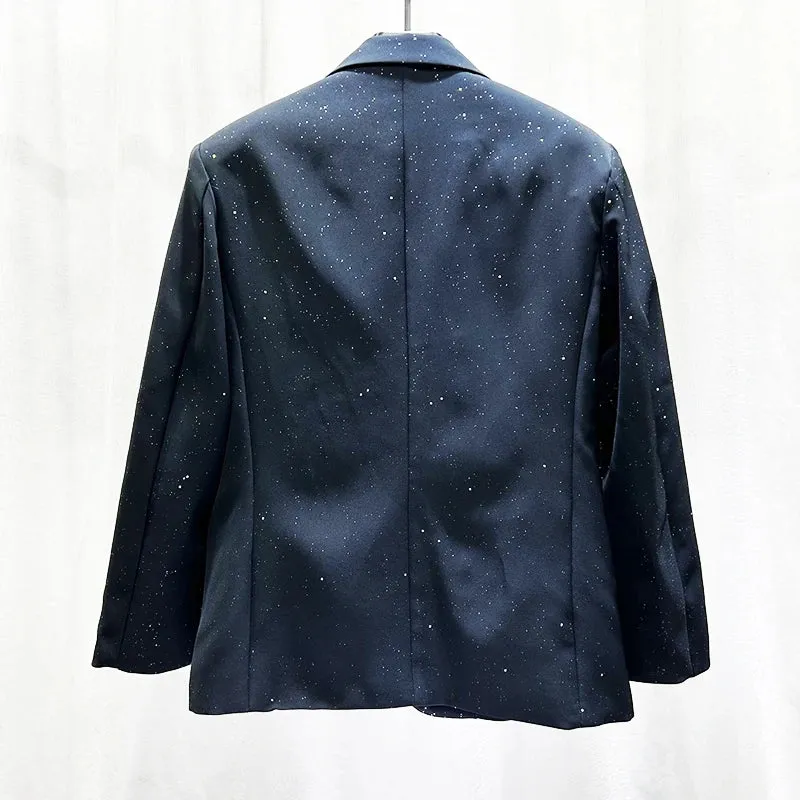 Rhinestones Beaded Black Blazer