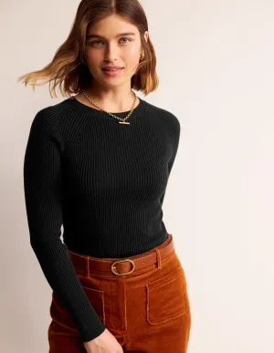 Ribbed Cotton Jumper-Black