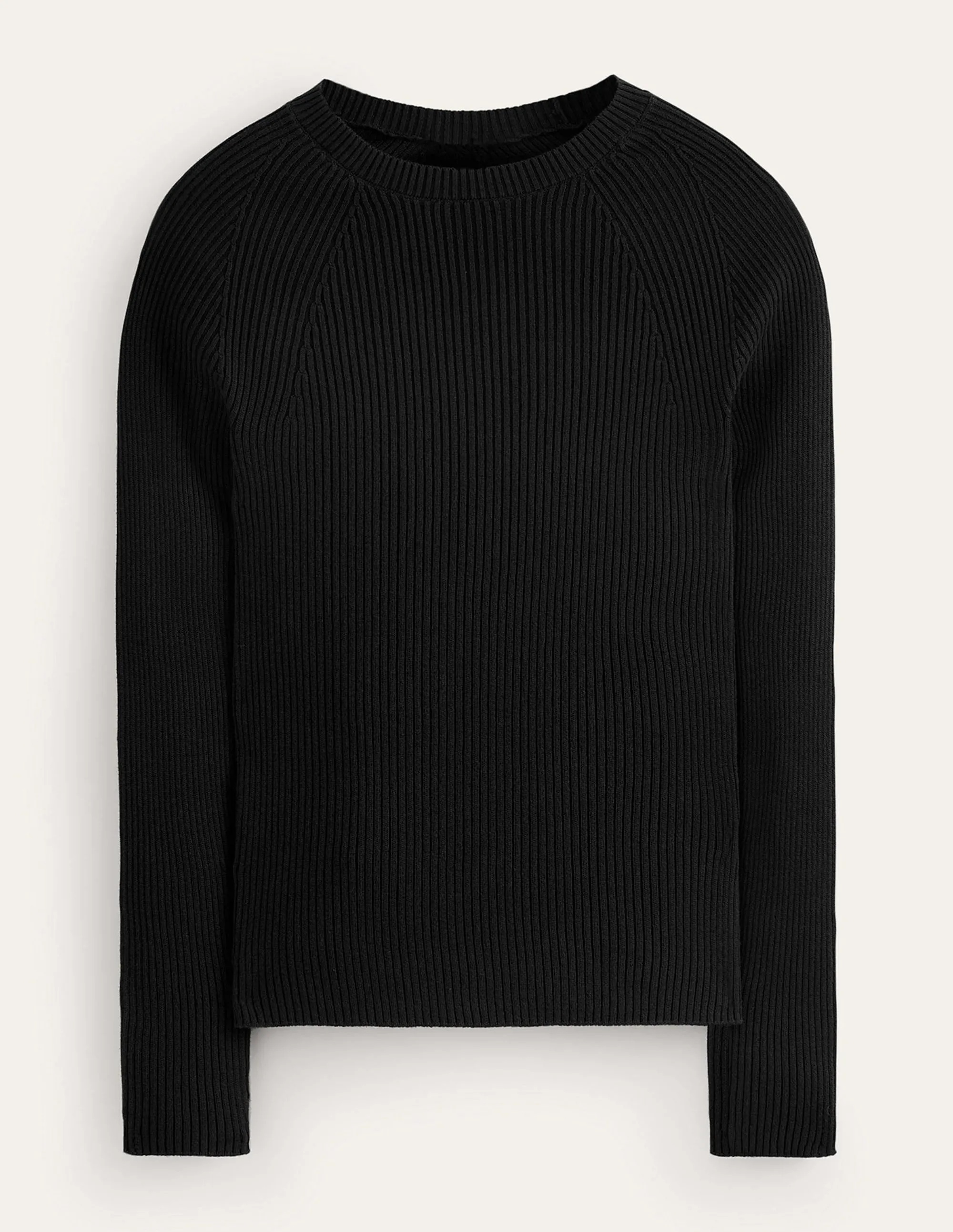 Ribbed Cotton Jumper-Black