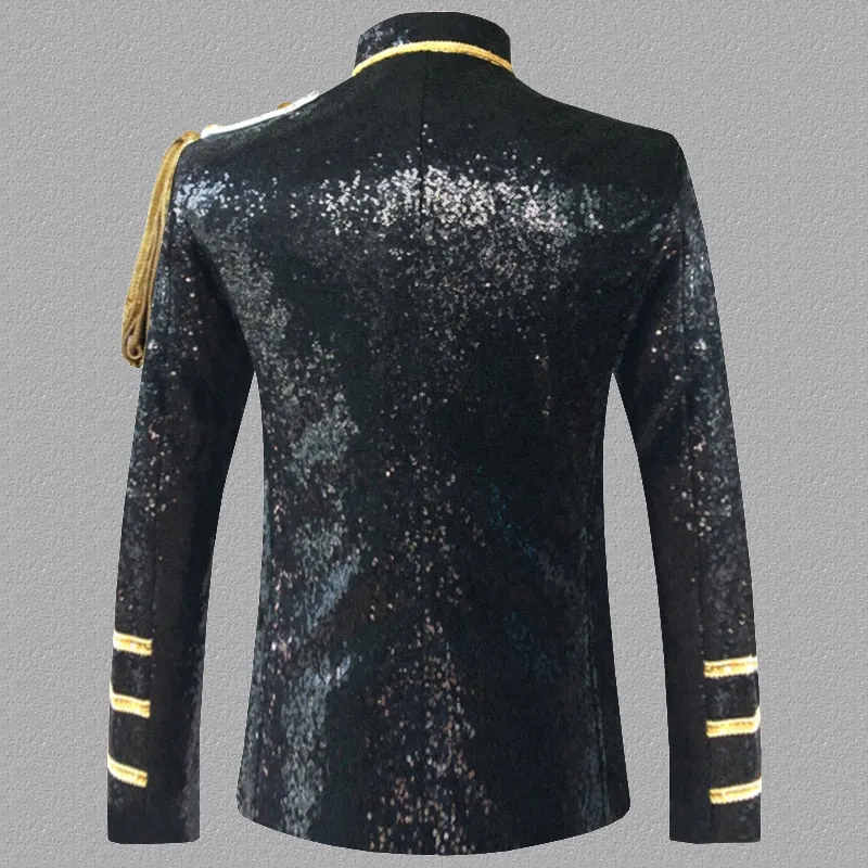 Sequin Embellished Black Gold Blazer