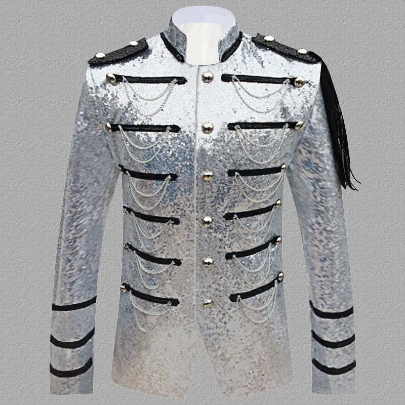 Sequin Embellished Black Gold Blazer