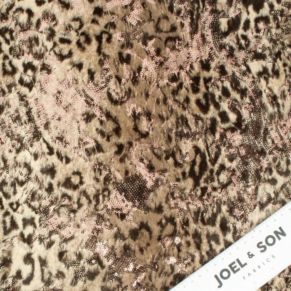 Sequinned Leopard Print Faux Fur