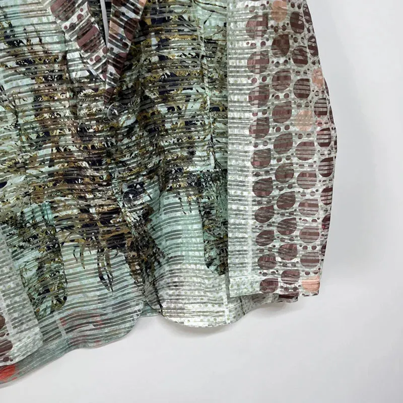 Sheer Art Printed Organza Blazer
