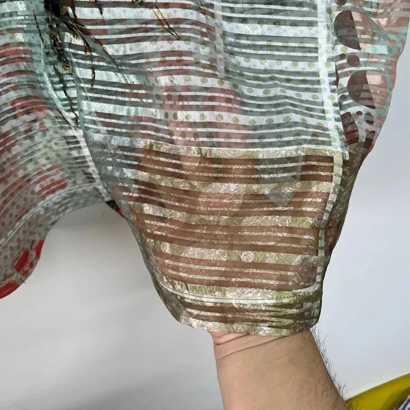 Sheer Art Printed Organza Blazer