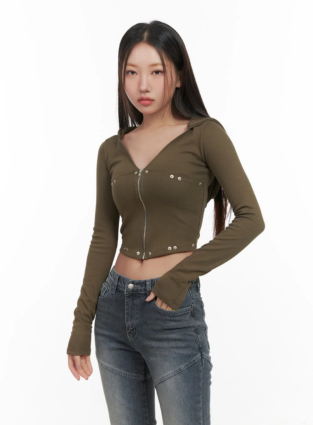 Slim-Fit Hooded Crop Top CD416