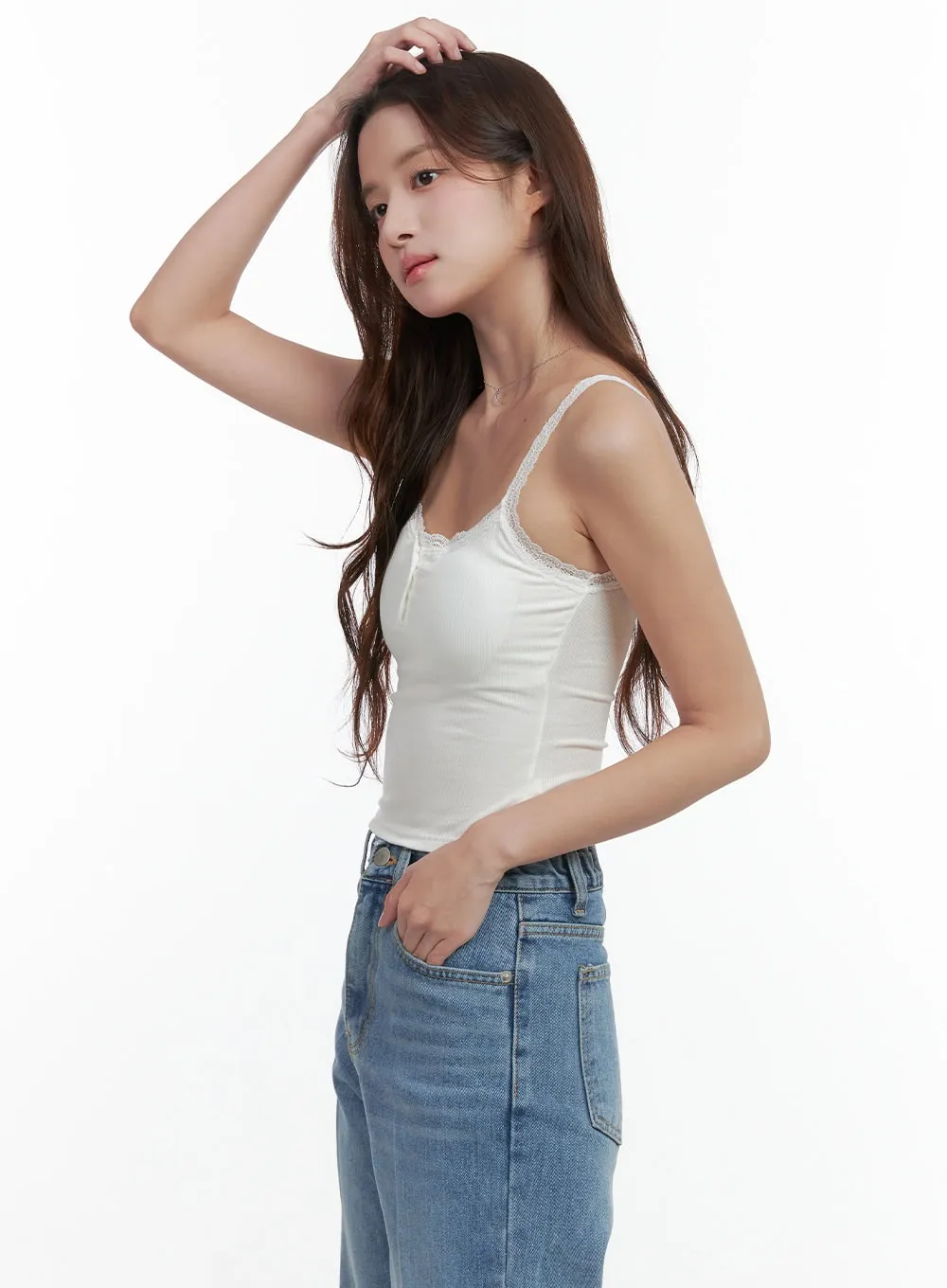 Slim-Fit Lace Camisole Tank OO421