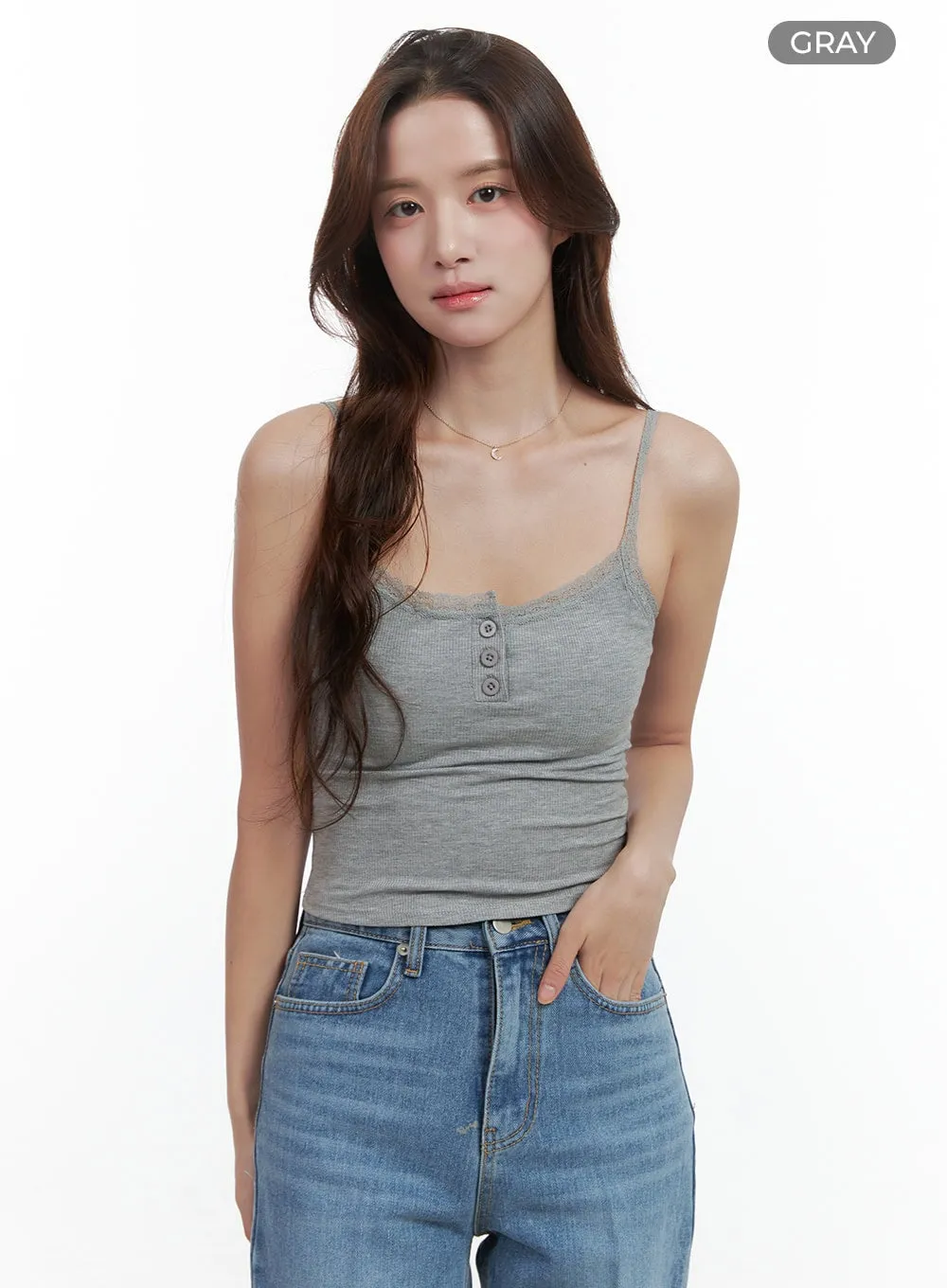 Slim-Fit Lace Camisole Tank OO421