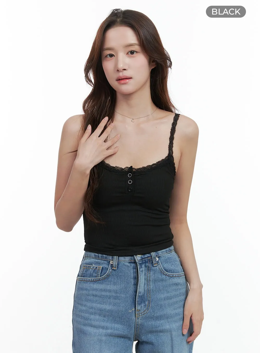 Slim-Fit Lace Camisole Tank OO421
