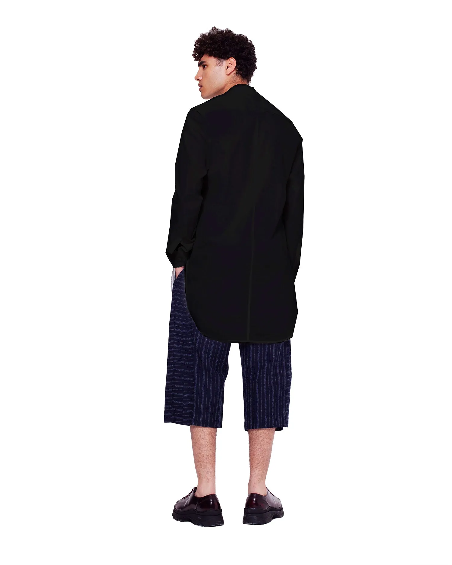 Slim-Fit Scarf Shirt – Black