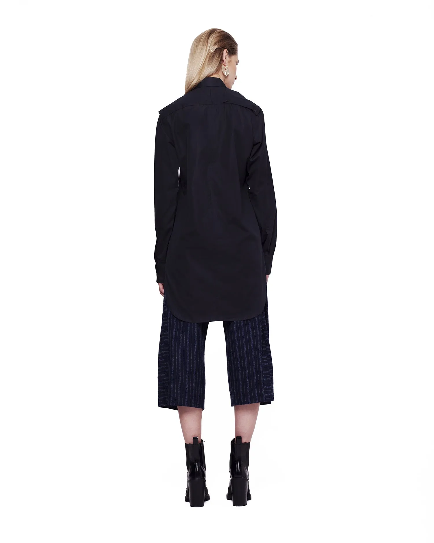 Slim-Fit Scarf Shirt – Black