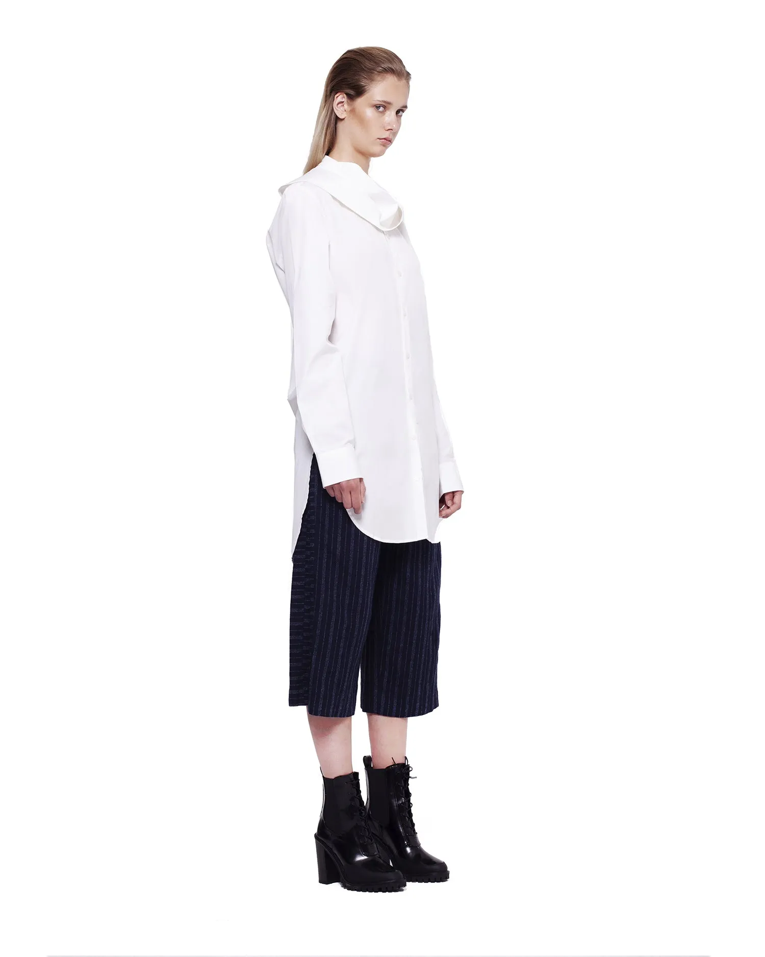 Slim-Fit Scarf Shirt – White