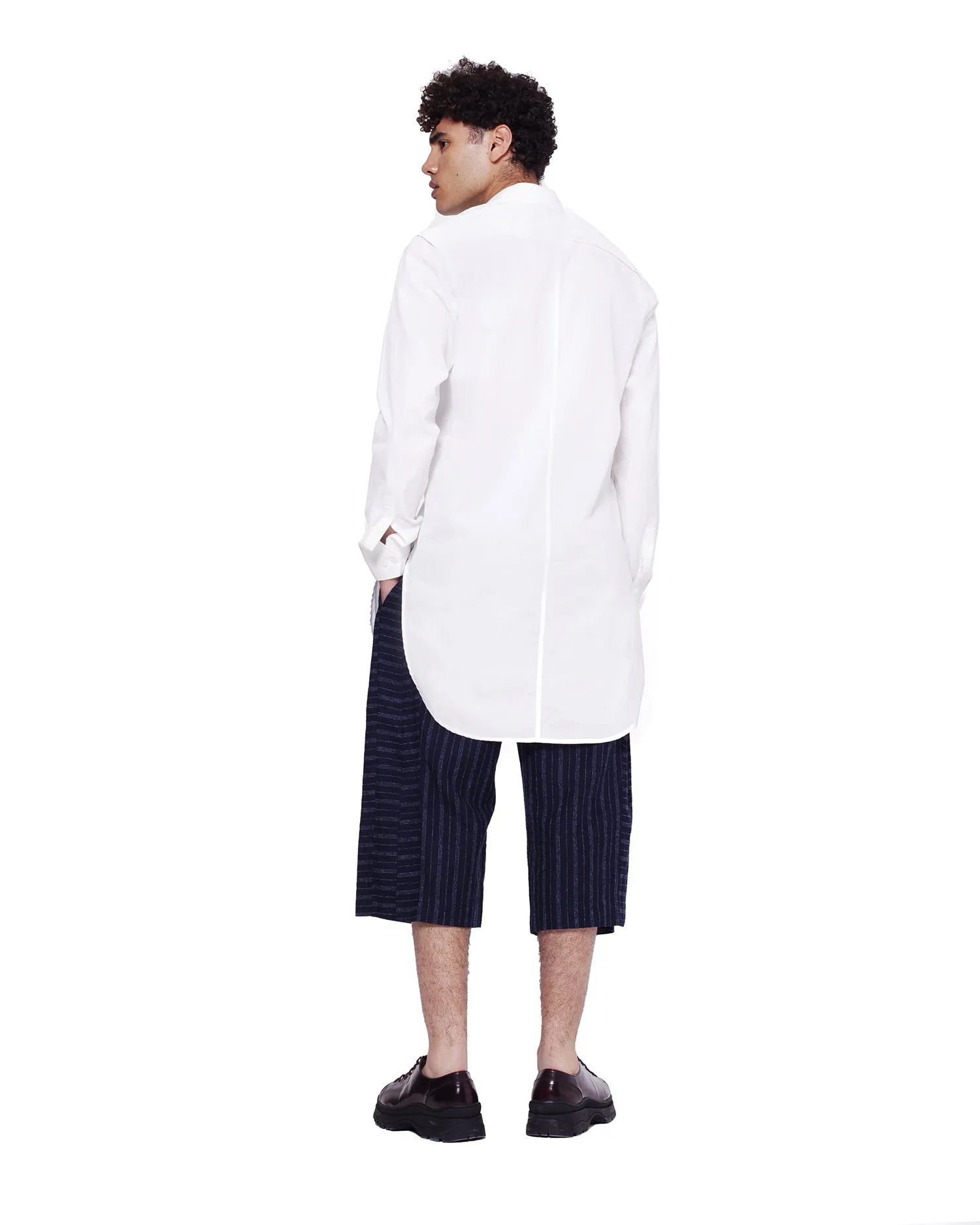 Slim-Fit Scarf Shirt – White