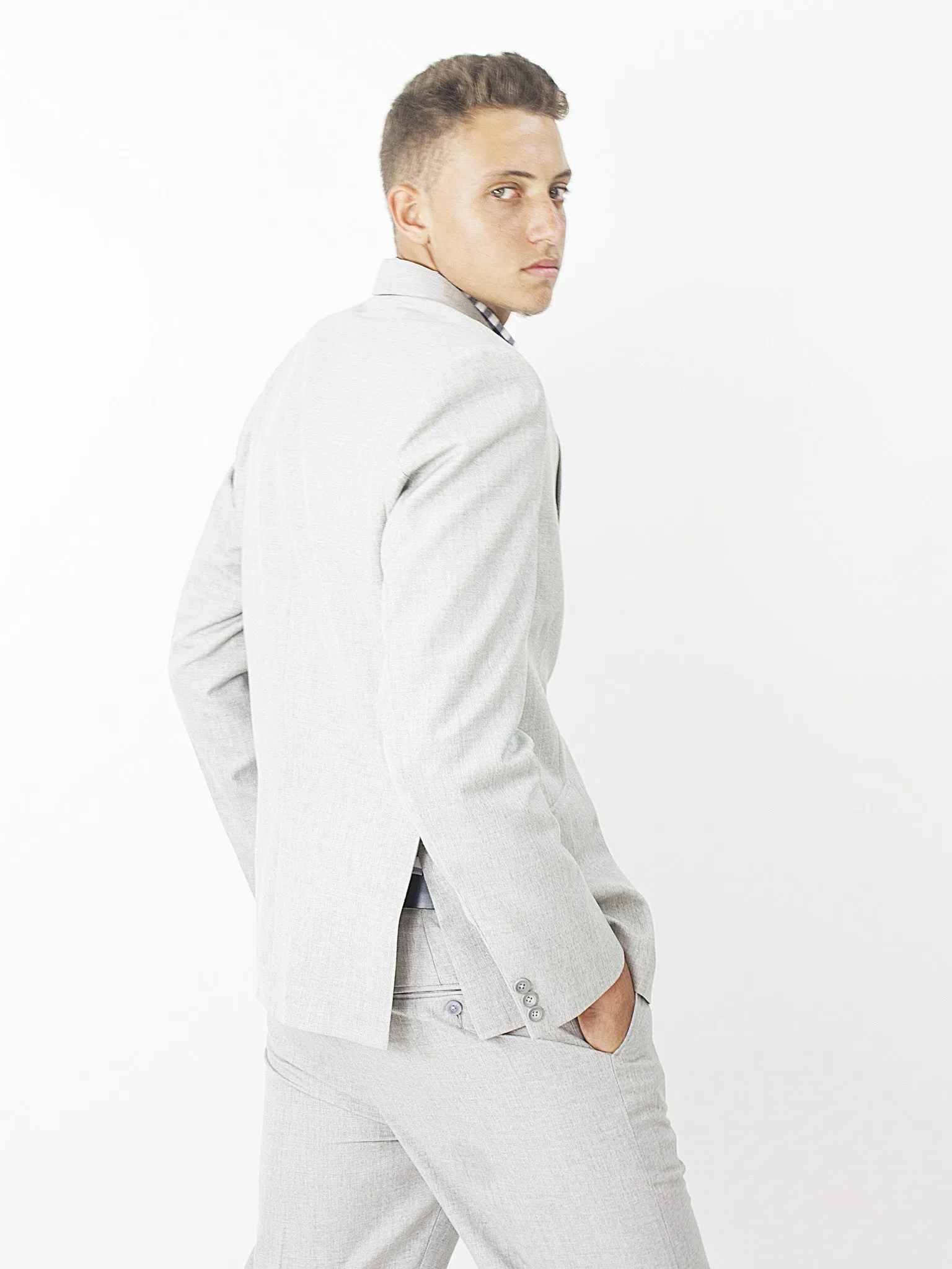 Slim Fit Suit Jacket - Light Gray