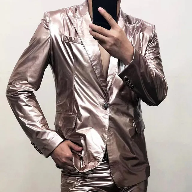 Spring Reflective Colorful Solid Blazer