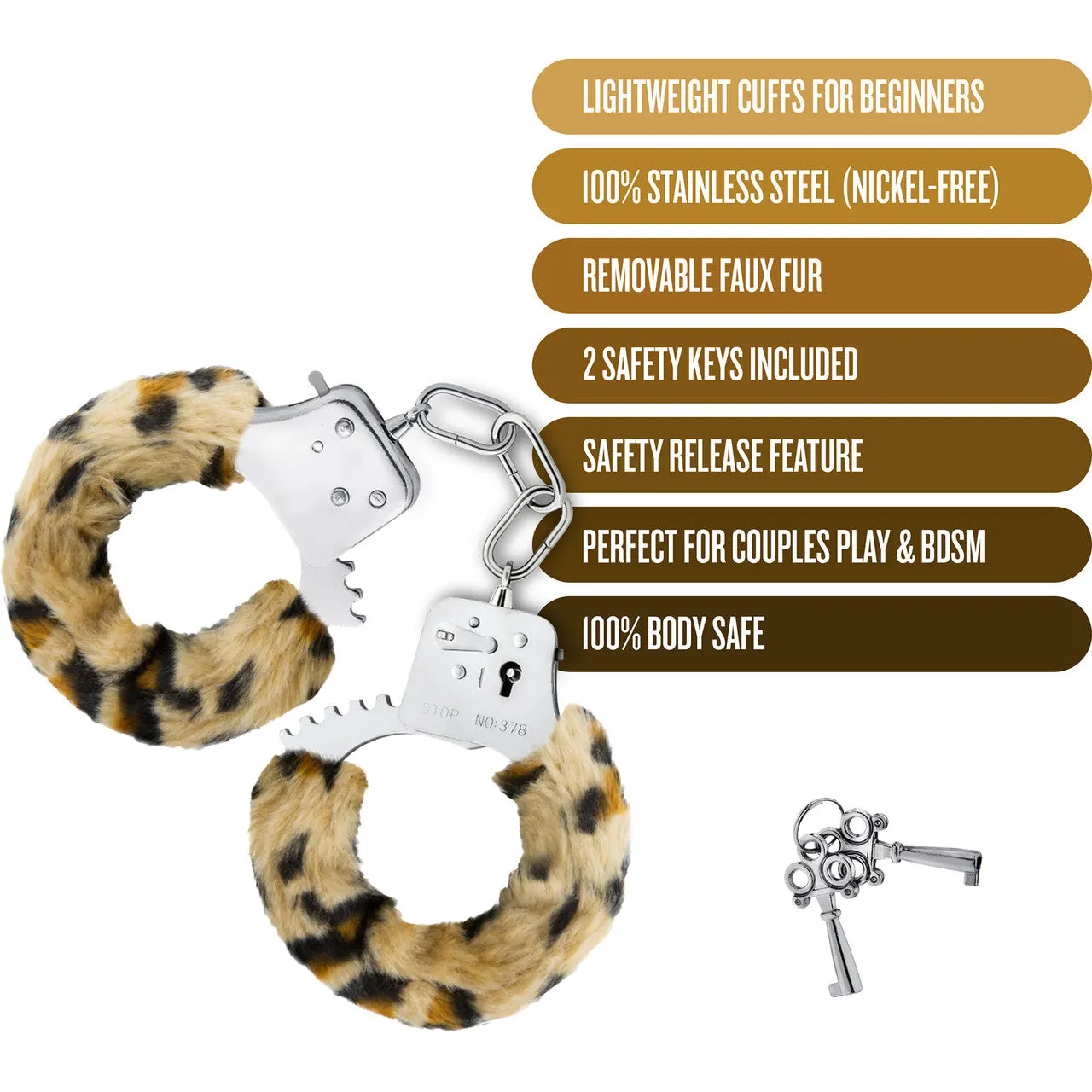Temptasia Beginner Cuffs By Blush - Leopard Faux Fur