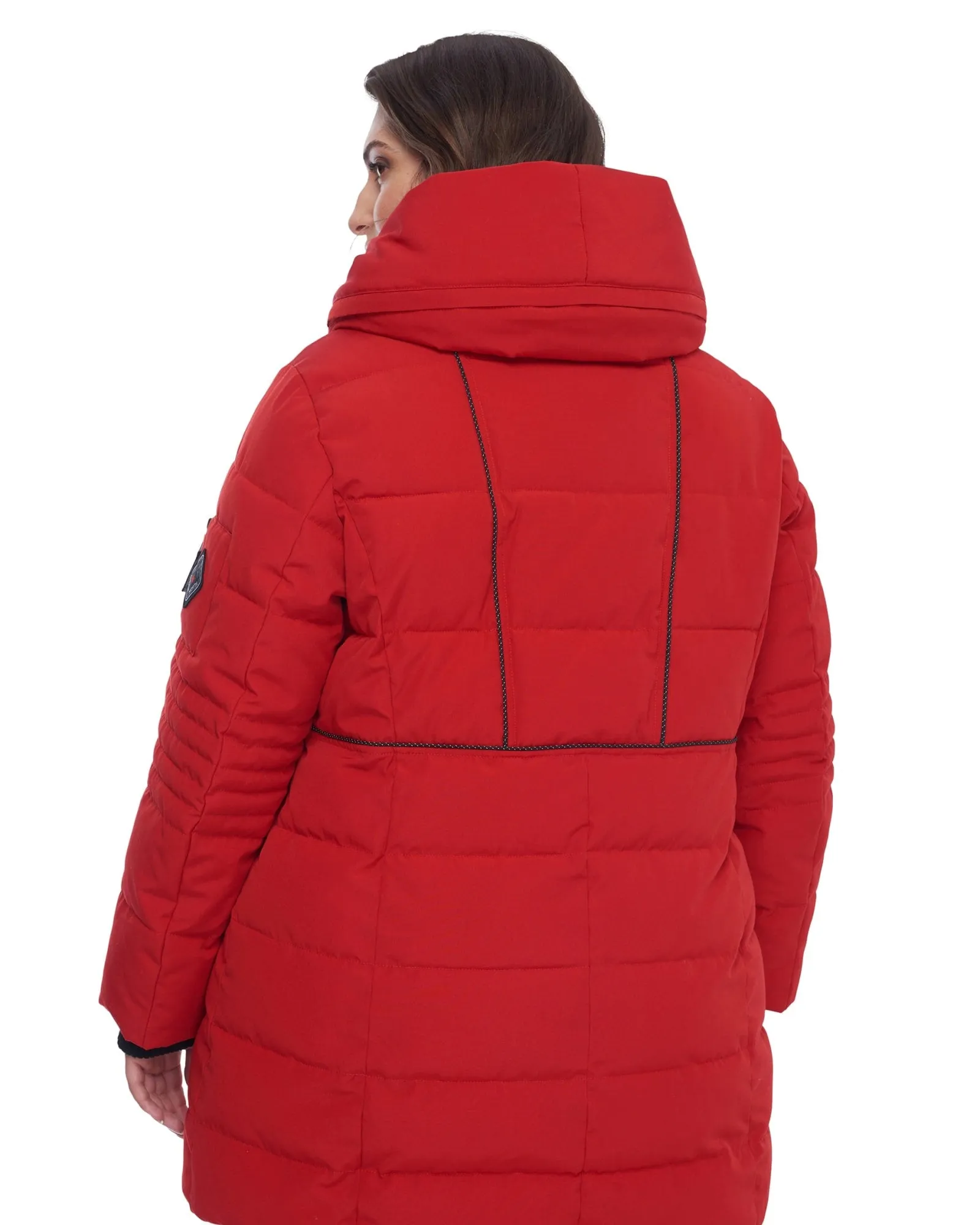 Vegan Down  Mid-Length Parka | Crimson