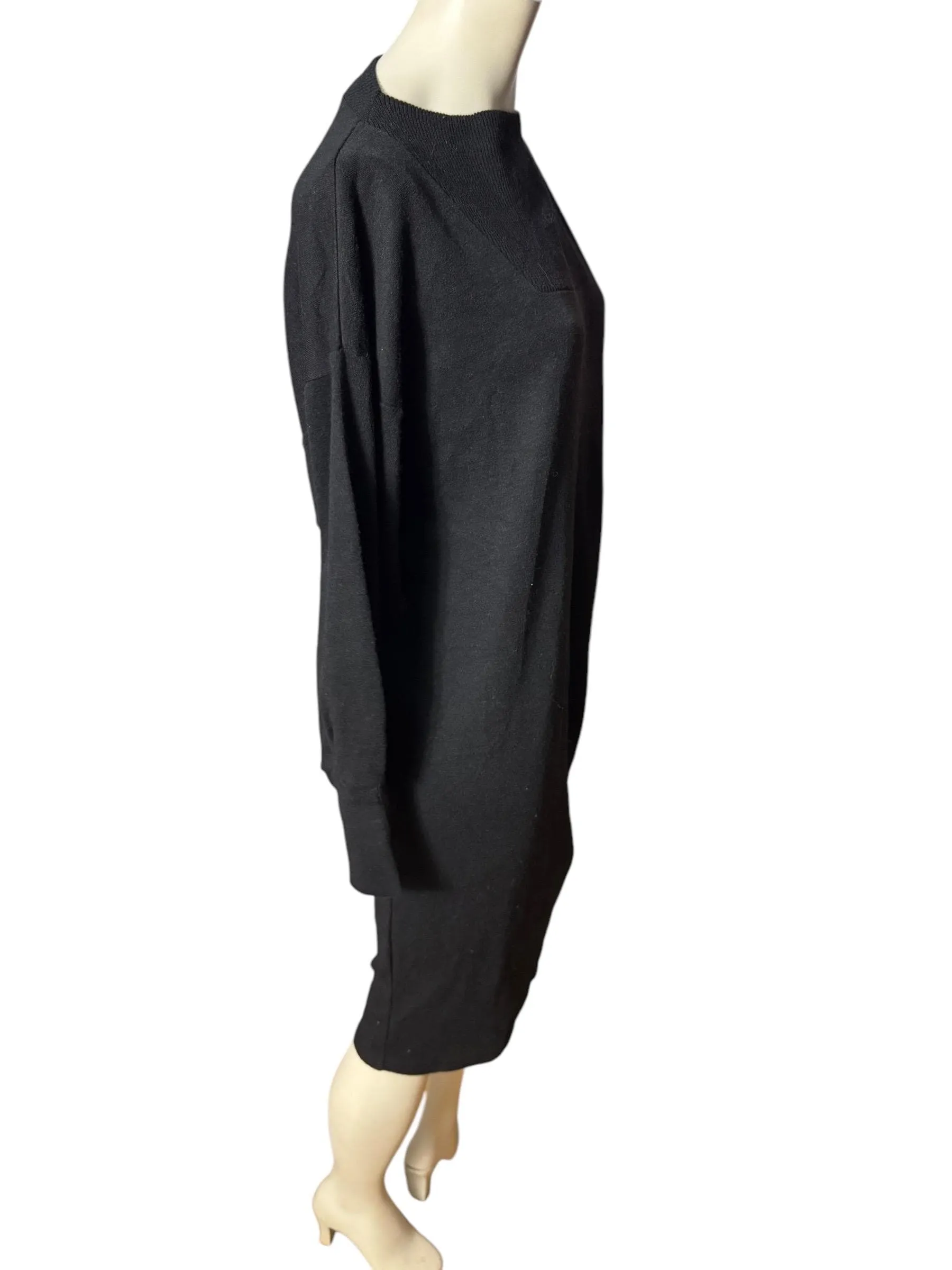 Vintage 80's black sweater dress L Italy