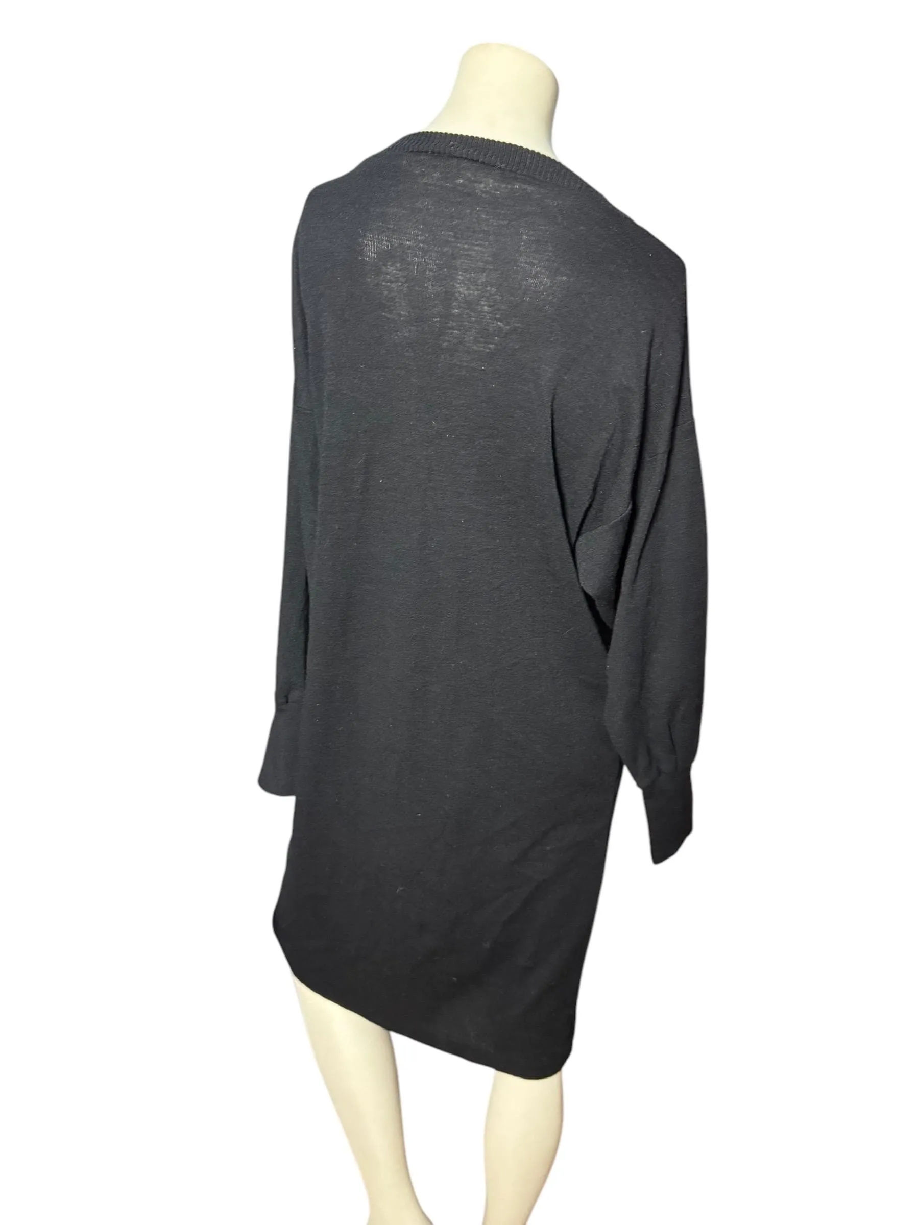 Vintage 80's black sweater dress L Italy
