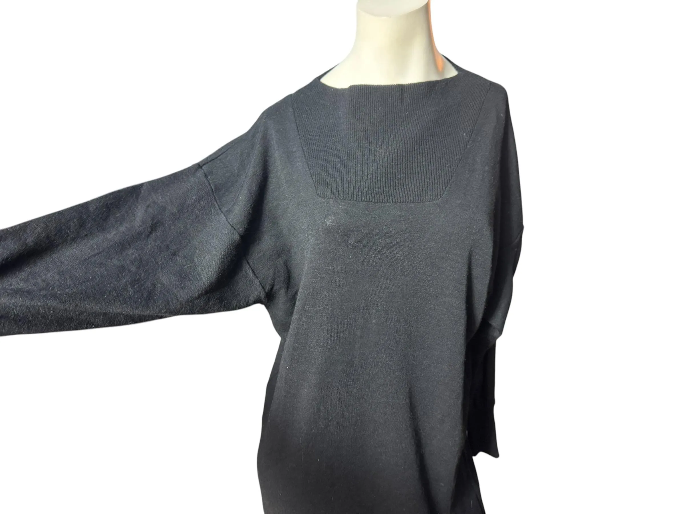 Vintage 80's black sweater dress L Italy