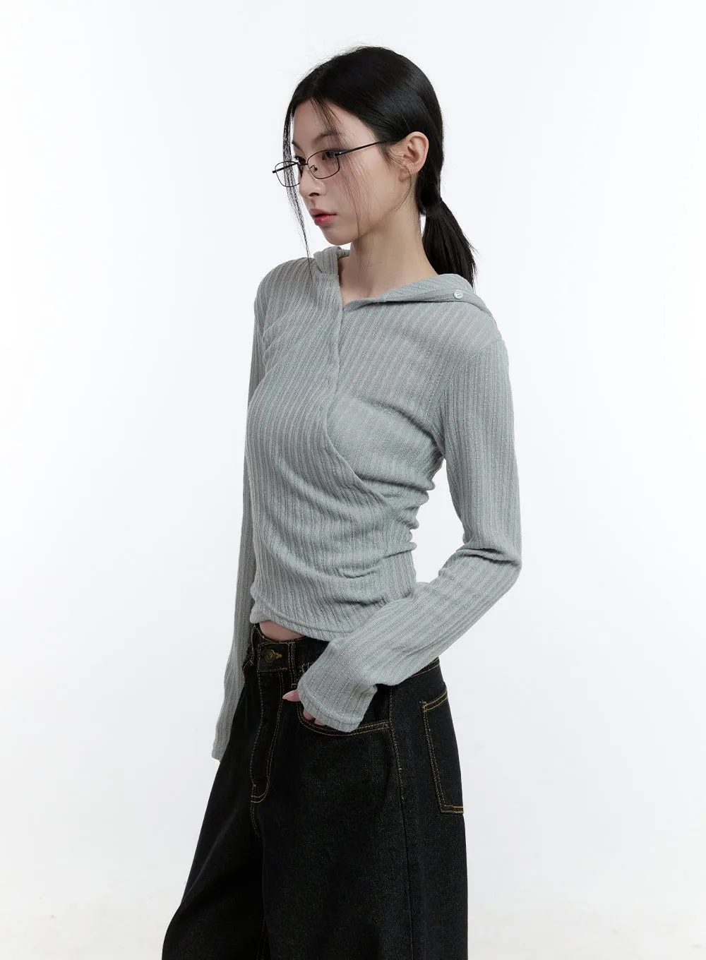 Wrap-Buttoned Slim-Fit Hoodie CJ520