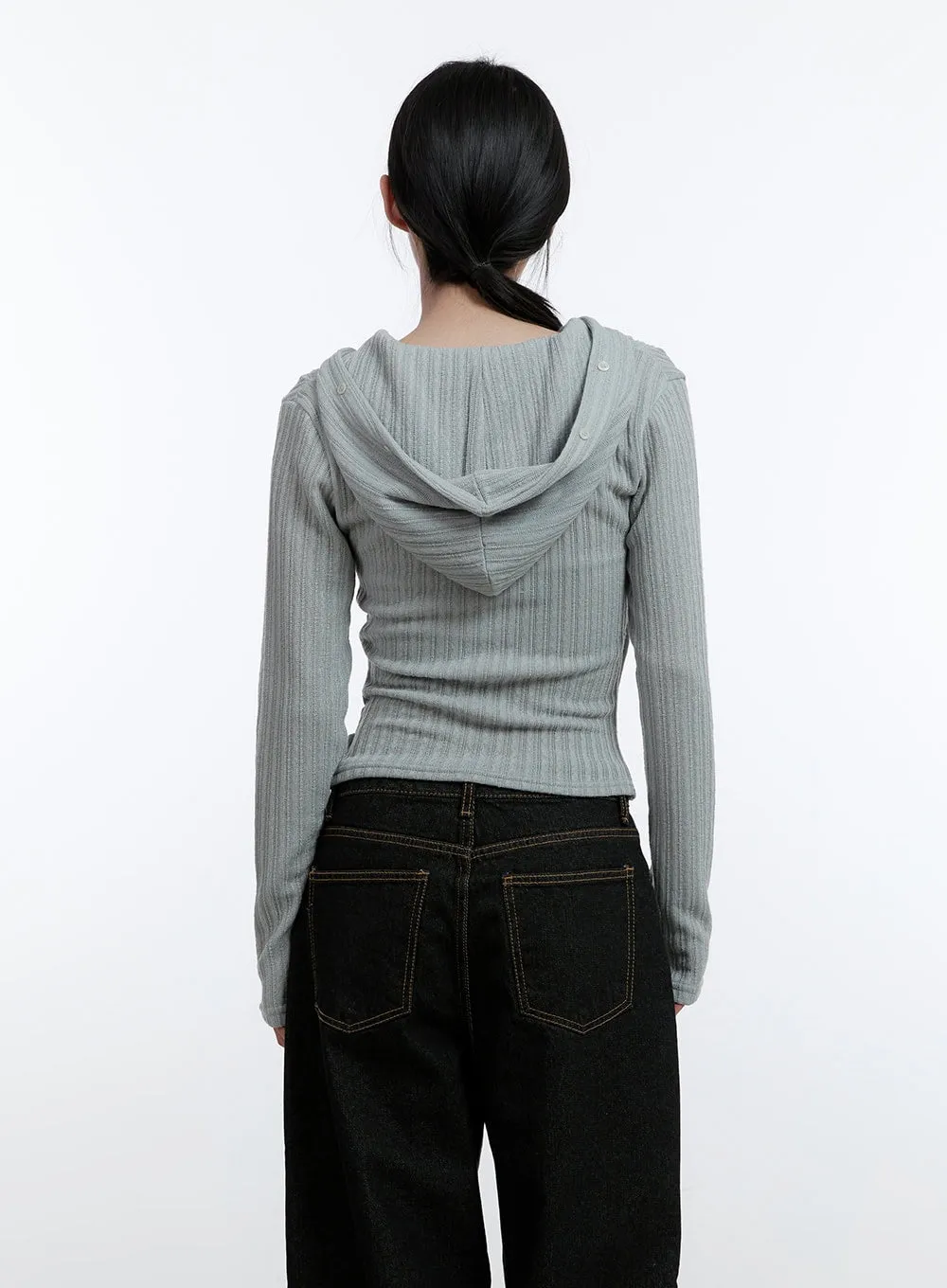 Wrap-Buttoned Slim-Fit Hoodie CJ520