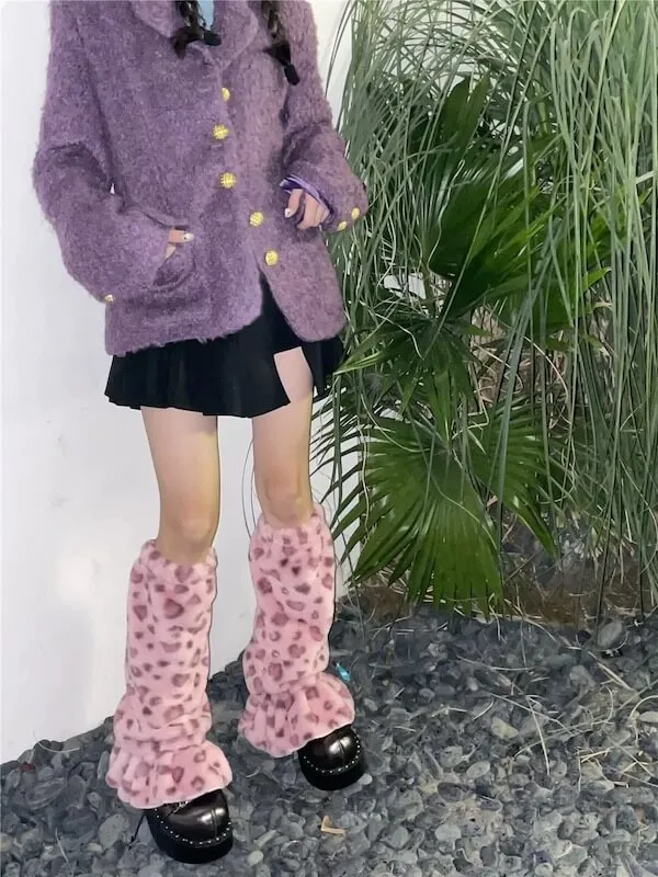 Y2k wild leopard leg warmers